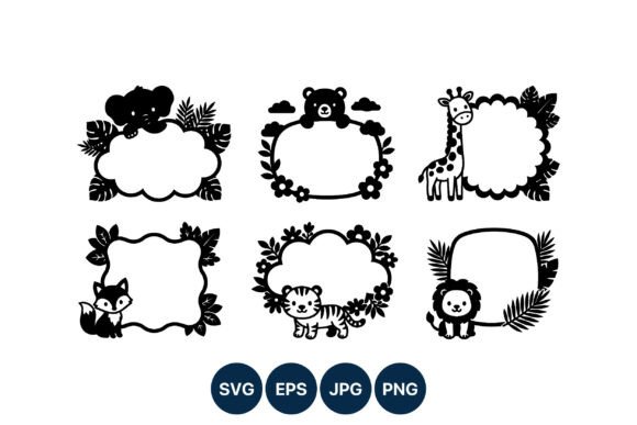 Animal Frames Silhouette Set: Graphics & Illustrations