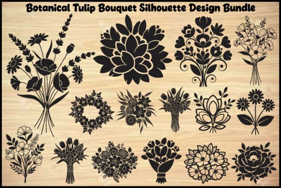 Botanical Tulip Bouquet Silhouettes: Graphics with Grace