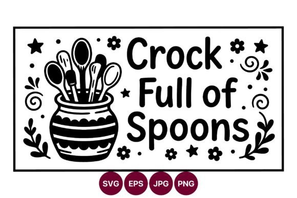 Crock Full of Spoons Vector: Kitchen Graphics & Illustrations