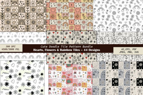 Cute Doodle Tile Pattern Bundle