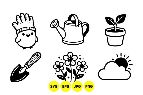Cute Garden Tools Vector Set
