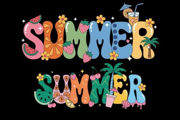 Cute Summer Typography: Graphics & Illustrations