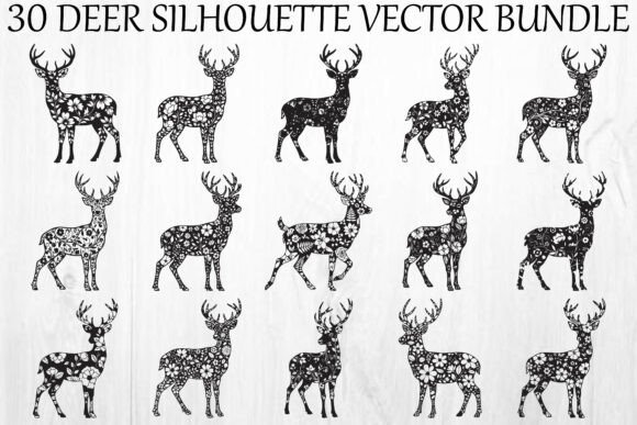 Deer Silhouette SVG Bundle: Graphics & Illustrations