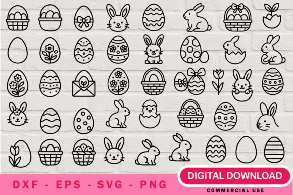 Easter Outlines SVG Bundle: Spring Graphics & Illustrations