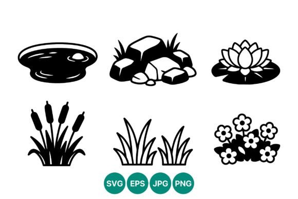 Garden Pond Graphics: Vector Illustrations for Web