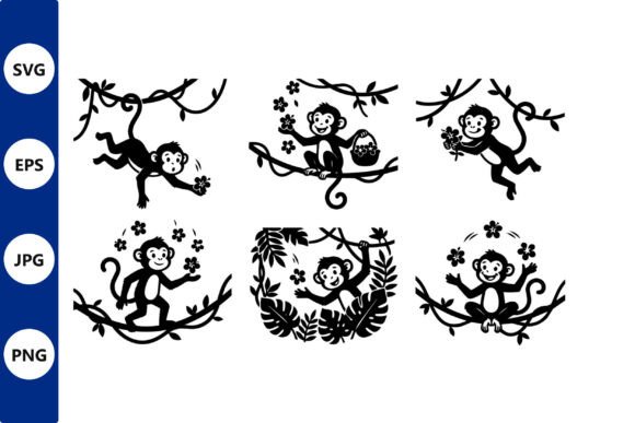 Monkeys in Vines Vector Art: Graphics for Playful Designs