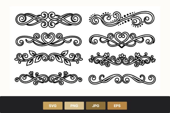 Ornamental Swirl and Heart Flourishes: Graphics & Illustrations