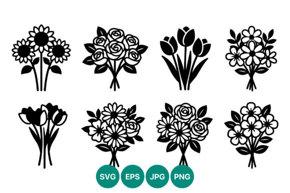 Review: Black and White Flower Bouquets Line Art