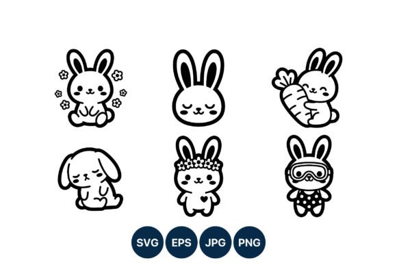 Review: Cute Black White Bunny Characters for Embroidery