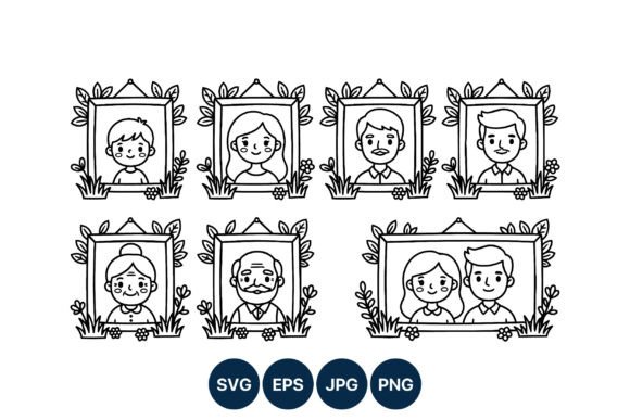 Review: Family Portraits Line Art Black White for Embroidery