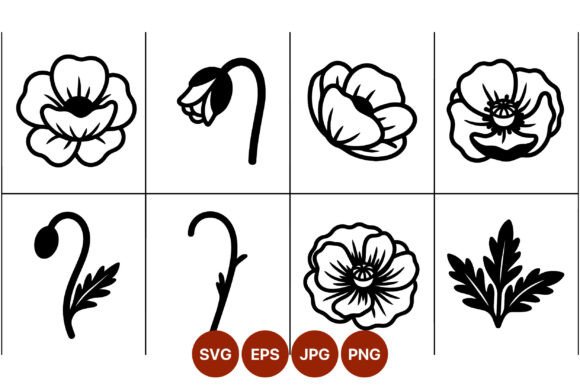 Review: Silhouette Poppy Flower Leaf Vector for Embroidery