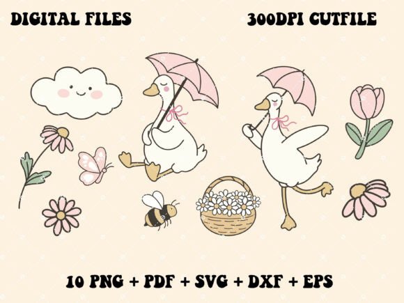 Silly Goose Spring Cutfiles: Graphics & Illustrations