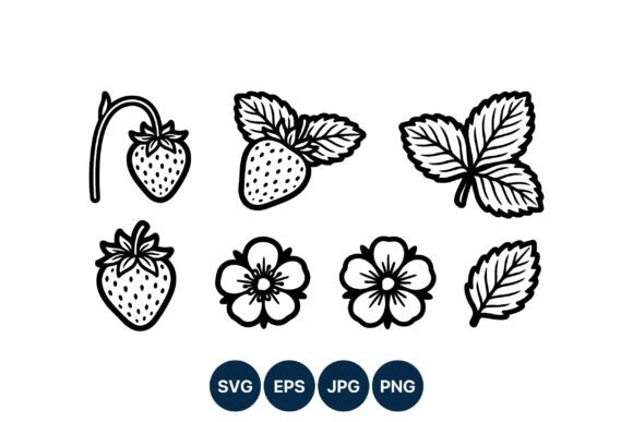 Strawberry Fruit and Flower Vector