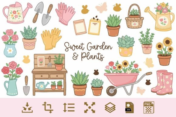 Sweet Garden Clipart PNG SVG Bundle