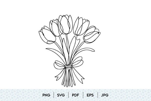Tulip Bouquet Line Art SVG for Graphics and Illustrations