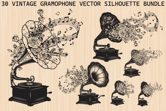 Vintage Gramophone Bundle: Graphics & Illustrations