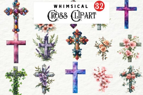 Watercolor Cross Clipart: Graphics for Handmade Creations