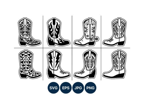 Western Cowboy Boots Vector Art Set: Graphics & Illustrations