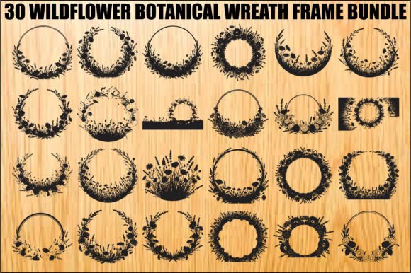 Wildflower Botanical Wreath Bundle: Graphics & Illustrations