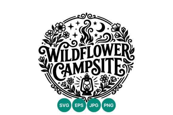 Wildflower Campsite: Black & White Graphics and Illustrations